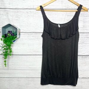 Blu Heaven Dark Gray Ruffle Tank Top Size Medium